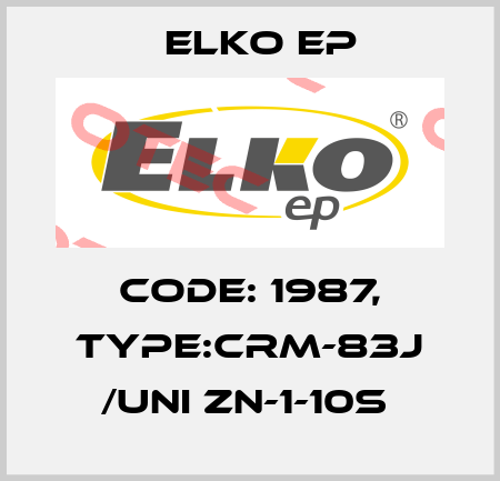 Code: 1987, Type:CRM-83J /UNI ZN-1-10s  Elko EP