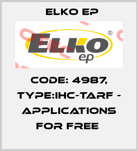 Code: 4987, Type:iHC-TARF - applications for free  Elko EP