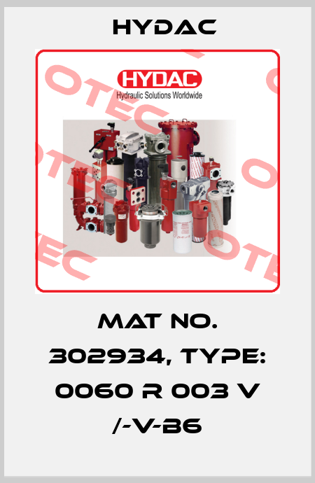 Mat No. 302934, Type: 0060 R 003 V /-V-B6 Hydac