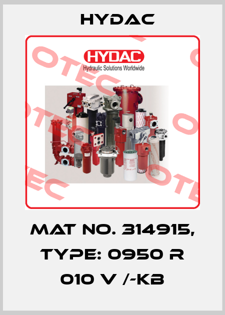Mat No. 314915, Type: 0950 R 010 V /-KB Hydac