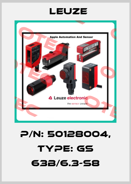 p/n: 50128004, Type: GS 63B/6.3-S8 Leuze