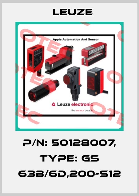 p/n: 50128007, Type: GS 63B/6D,200-S12 Leuze