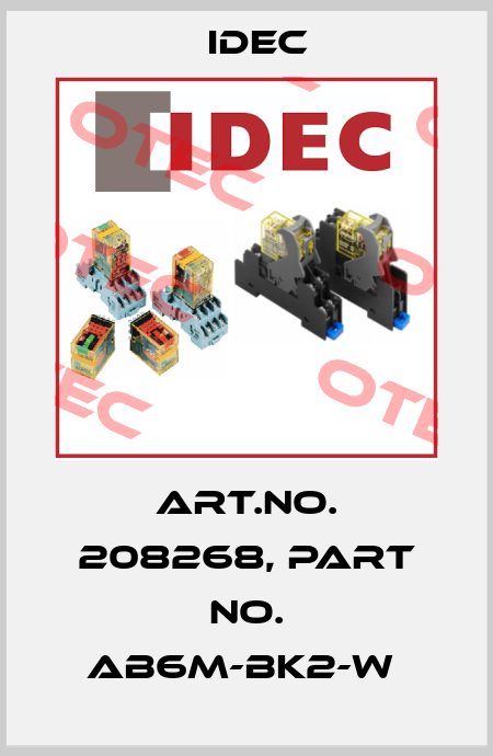 Art.No. 208268, Part No. AB6M-BK2-W  Idec
