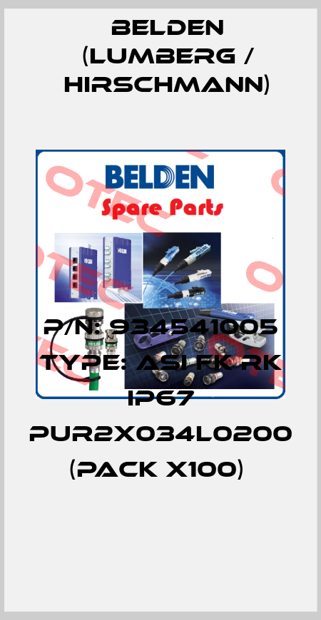 P/N: 934541005 Type: ASI FK RK IP67 PUR2x034L0200 (pack x100)  Belden (Lumberg / Hirschmann)