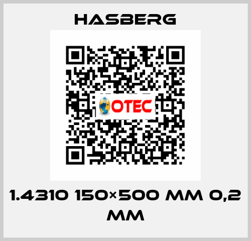 1.4310 150×500 mm 0,2 mm Hasberg