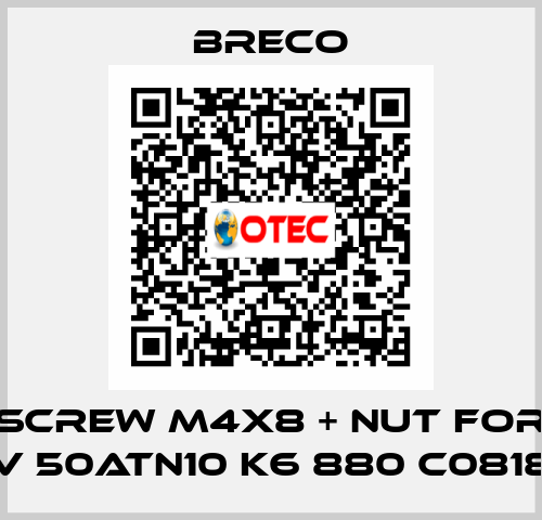 Screw M4x8 + nut For V 50ATN10 K6 880 C0818 Breco