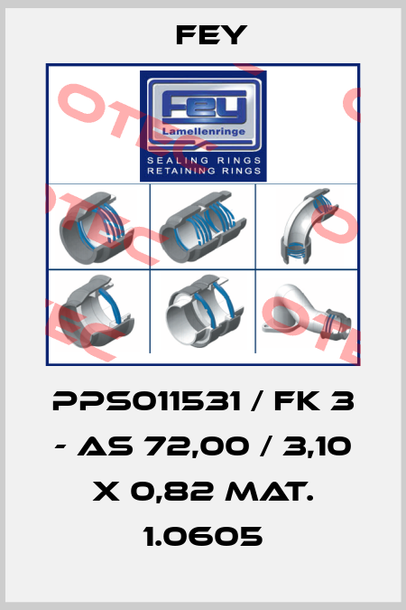 PPS011531 / FK 3 - AS 72,00 / 3,10 x 0,82 Mat. 1.0605 Fey