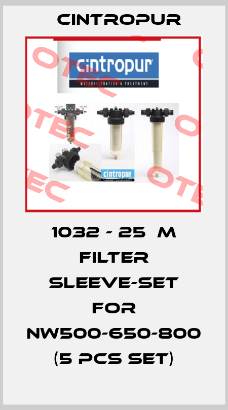 1032 - 25μm Filter sleeve-Set for NW500-650-800 (5 pcs set) Cintropur