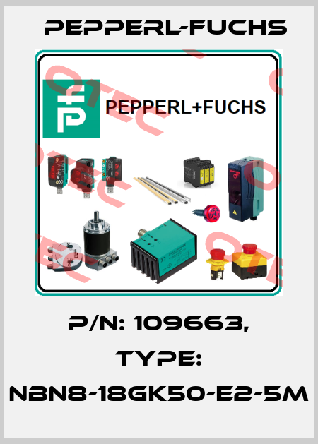p/n: 109663, Type: NBN8-18GK50-E2-5M Pepperl-Fuchs