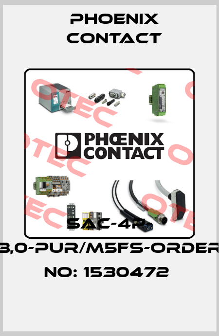 SAC-4P- 3,0-PUR/M5FS-ORDER NO: 1530472  Phoenix Contact