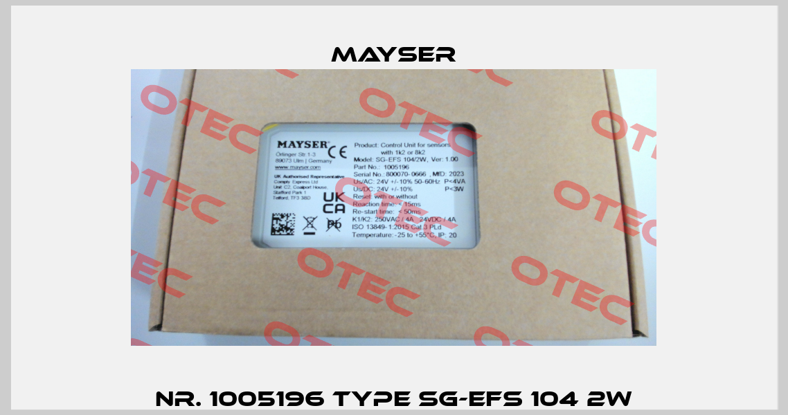 Nr. 1005196 Type SG-EFS 104 2W Mayser