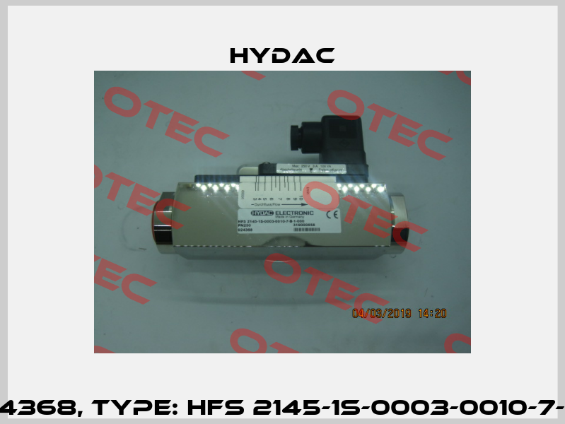 P/N: 924368, Type: HFS 2145-1S-0003-0010-7-B-1-000 Hydac