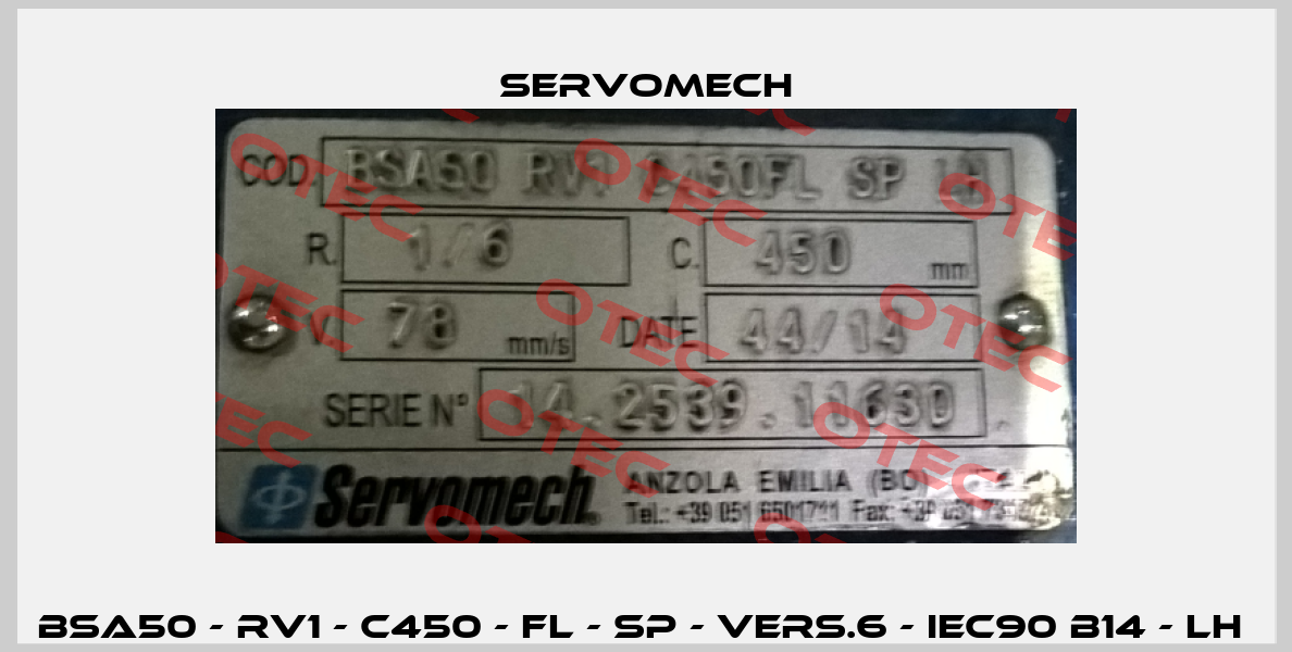 BSA50 - RV1 - C450 - FL - SP - Vers.6 - IEC90 B14 - LH  Servomech